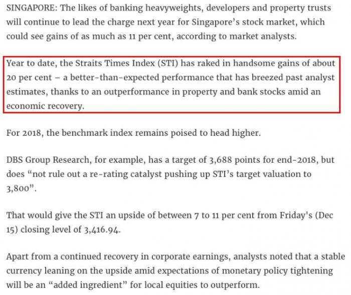 【冬】分析师：涨势刚开始，新加坡房地产股明年料持续上扬！