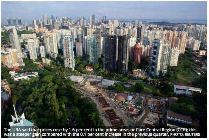 新加坡本地私宅价格指数连续两个季度上扬