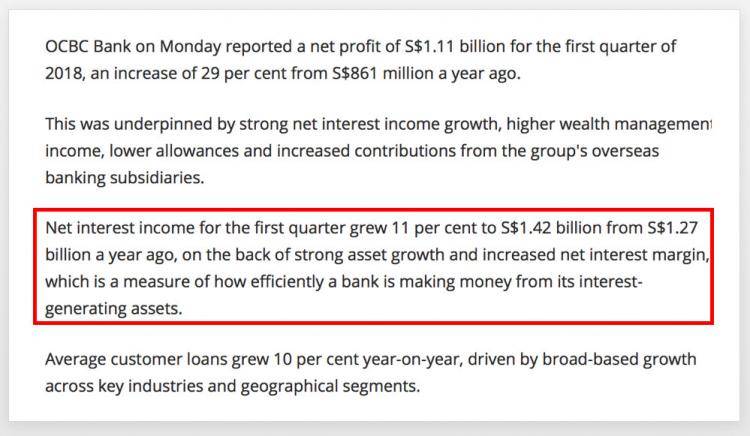 华侨银行上季税后净利达11亿1000万新元，年比增长29%！