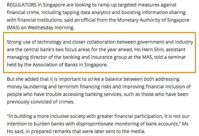 新加坡金管局将加强监管！洗黑钱和恐怖主义融资行为！